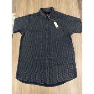 Rollas Beach Boy Shirt Micro‎ Check – Navy Size Medium Style 16374 Short Sleeve